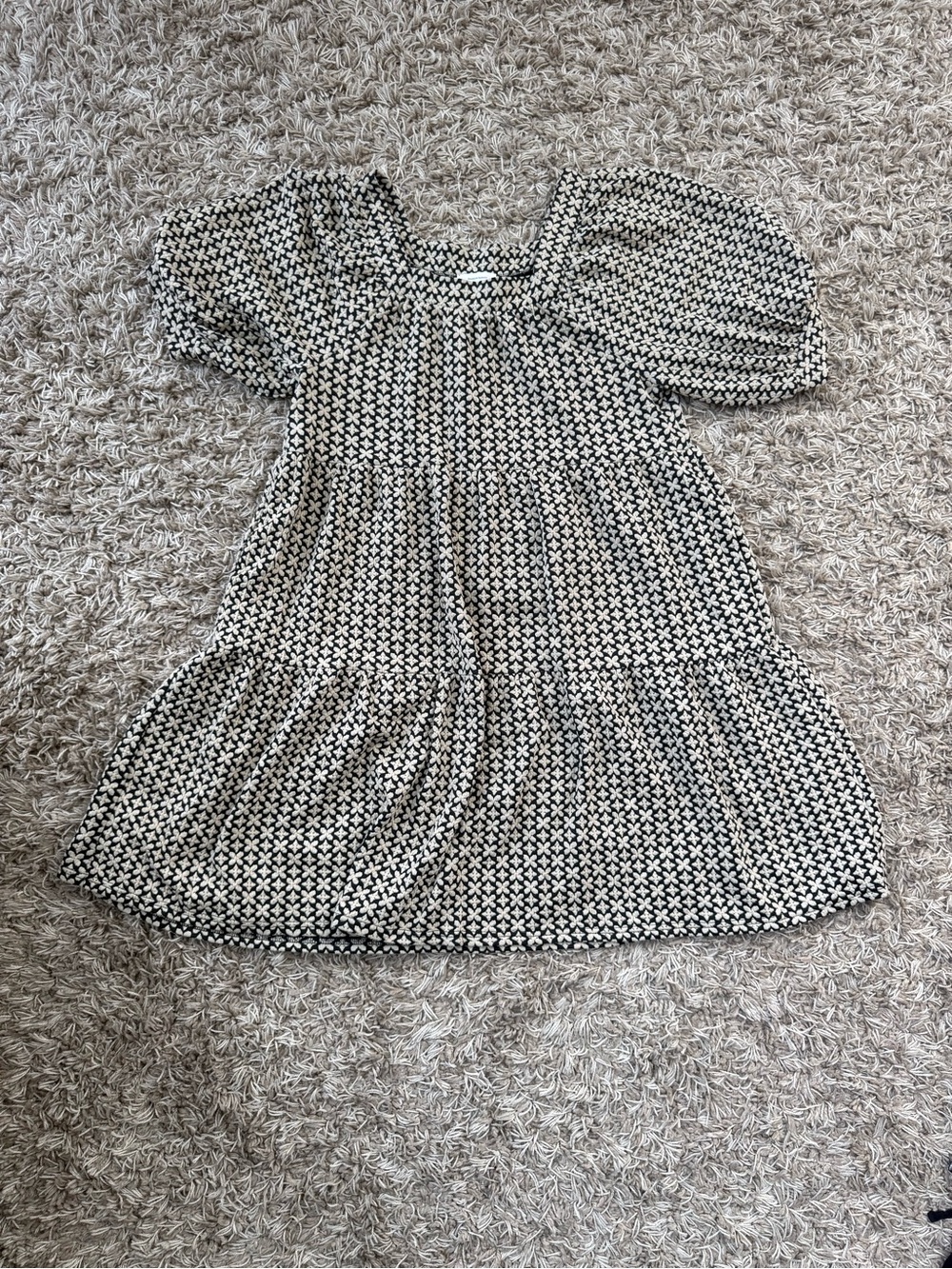 Bohme Black and White Patterned Tiered Dress